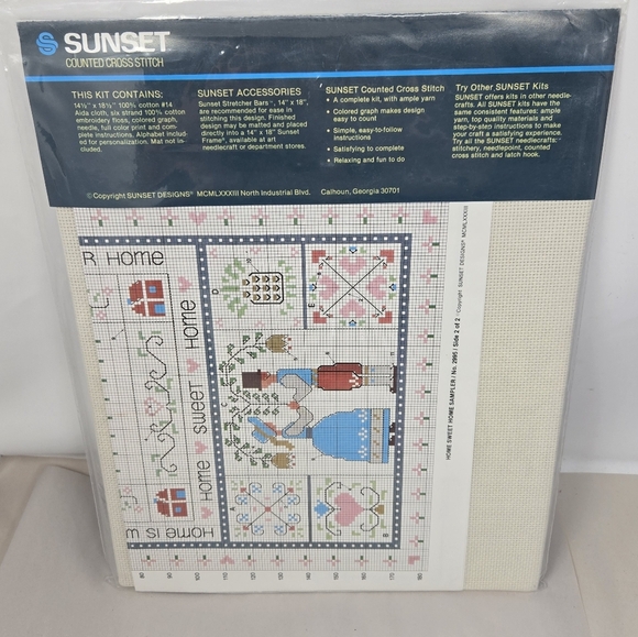 Vintage 1983 Counted Cross Stitch Kit Sunset Home Sweet Home Hobby Artwork - Picture 5 of 7
